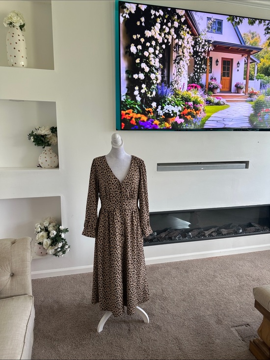 J. Crew Dresses & Skirts - J. Crew Brown Leopard Print Midi Dress